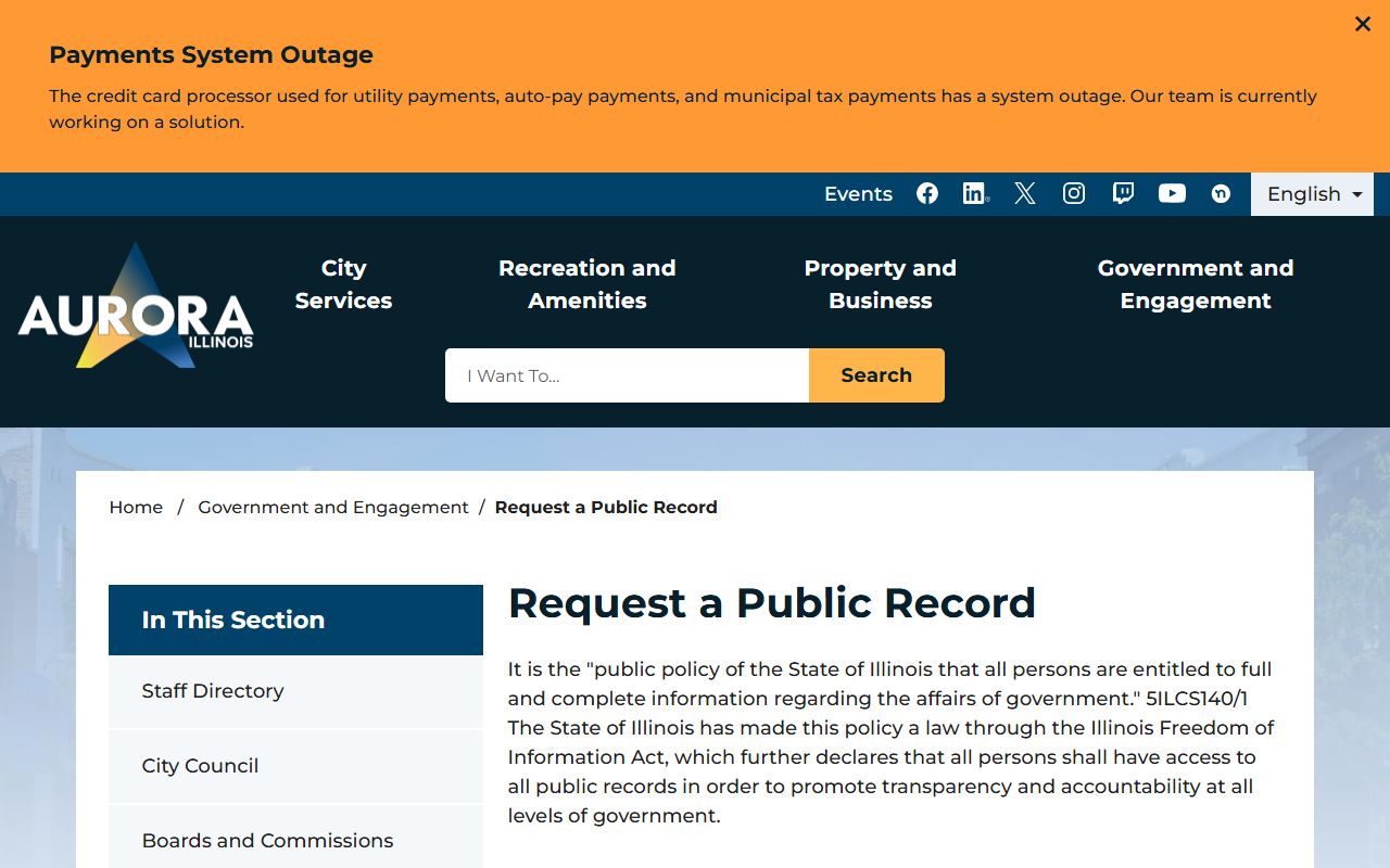Aurora city website public records request portal for recent arrests