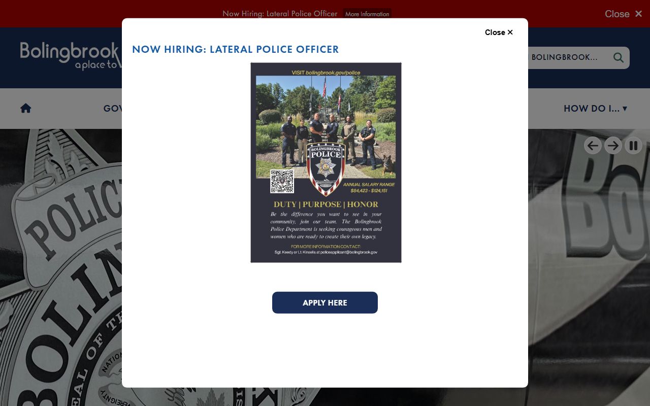 Bolingbrook Police Department website for recent arrests and records