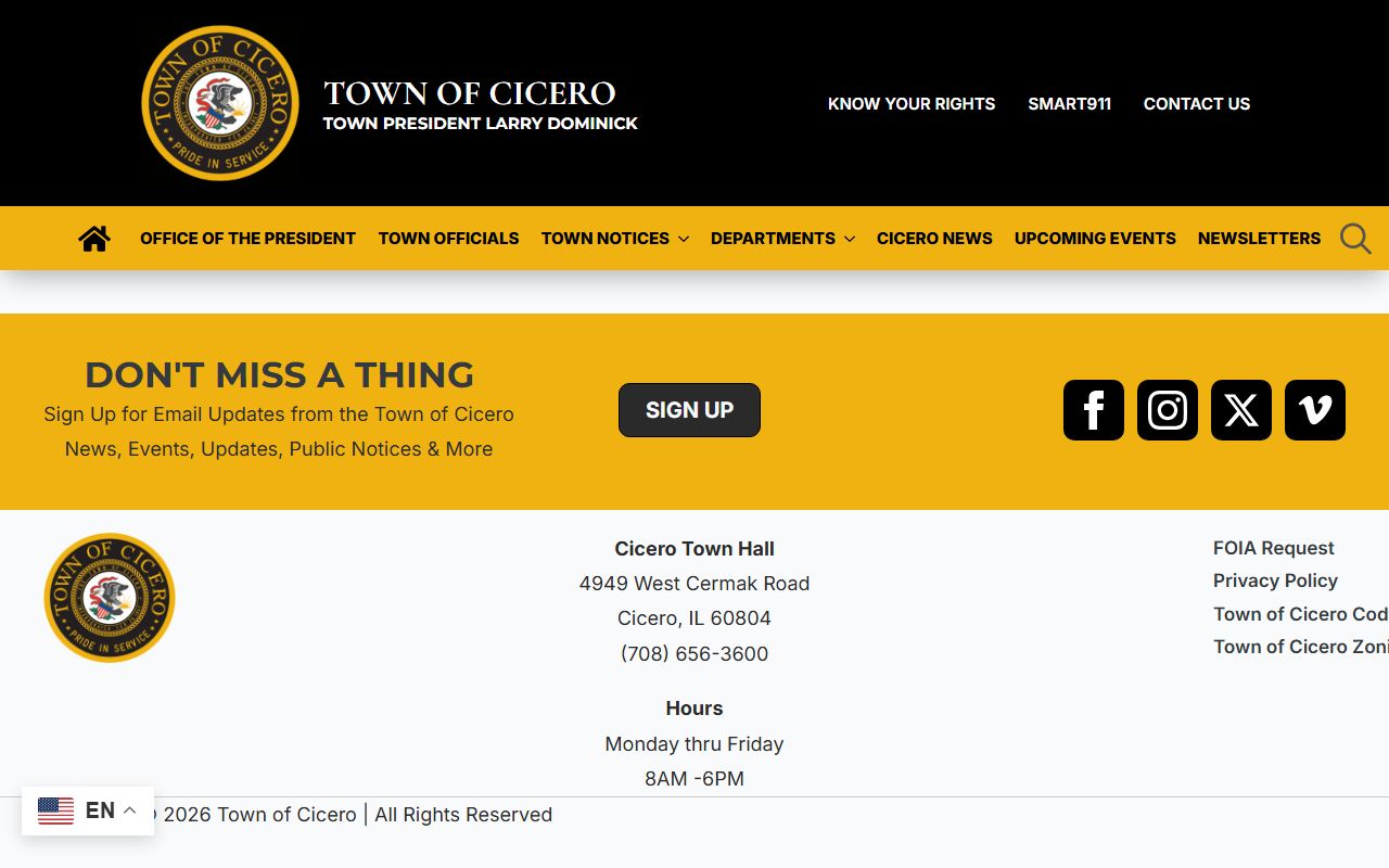 Cicero FOIA request page for arrest records