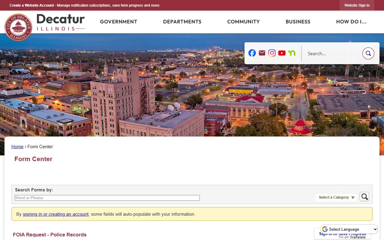 Decatur FOIA request portal for arrest and police records
