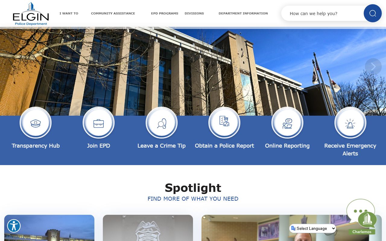 Elgin Police Department website for recent arrests and records