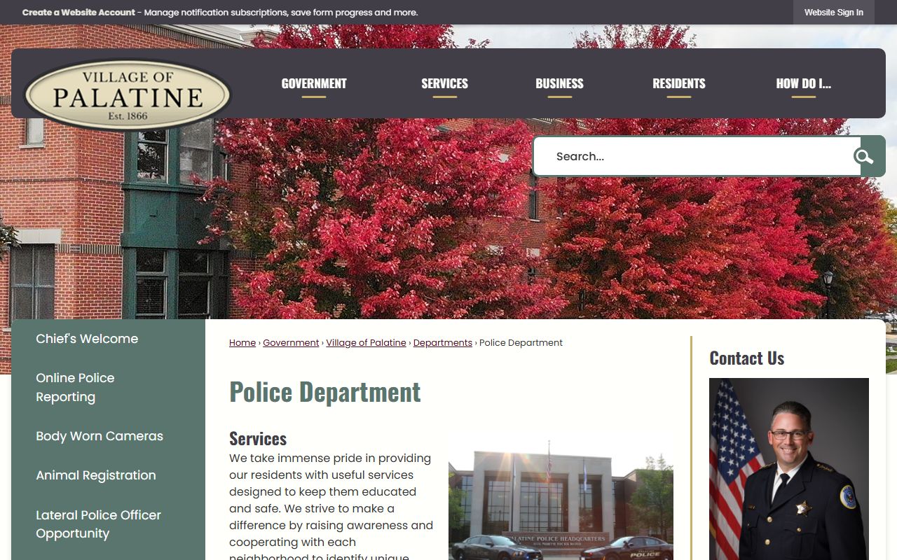 Palatine Police Department website for recent arrests and records
