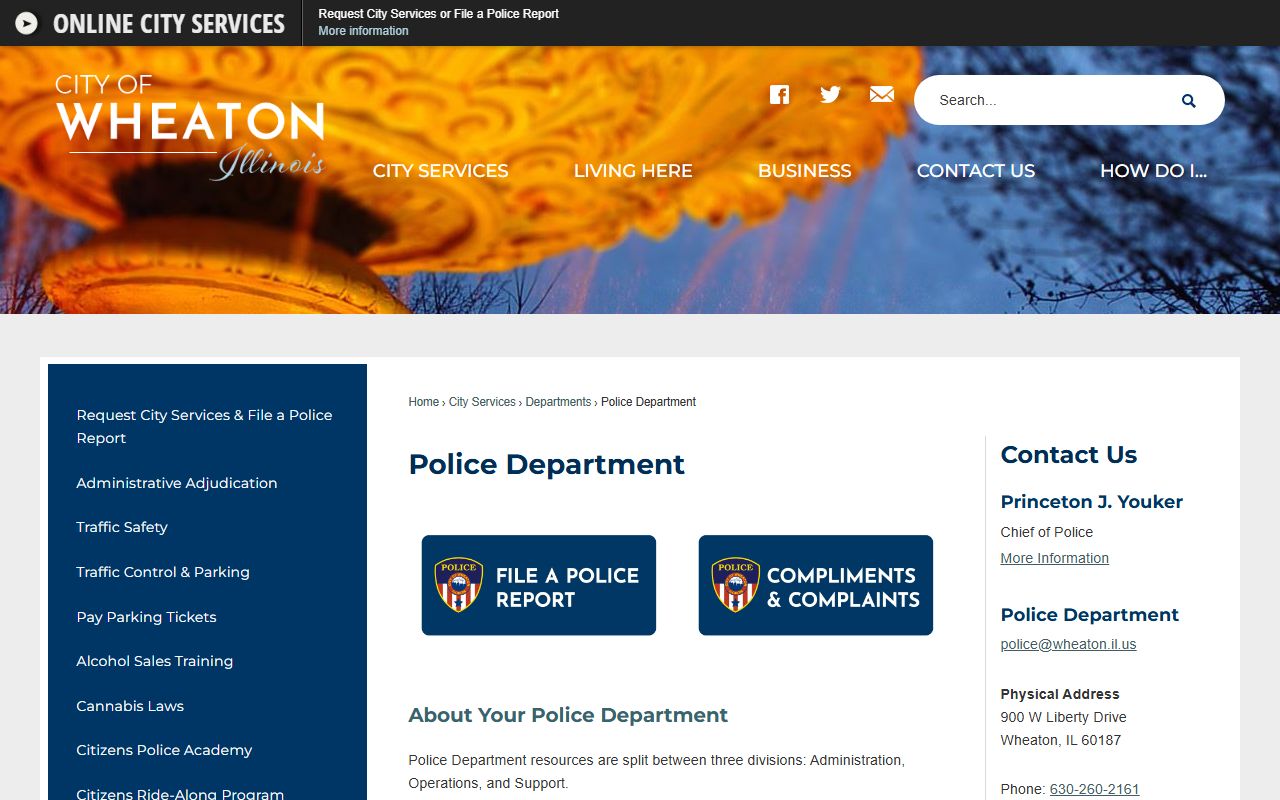 Wheaton Police Department website for recent arrests and crime reports