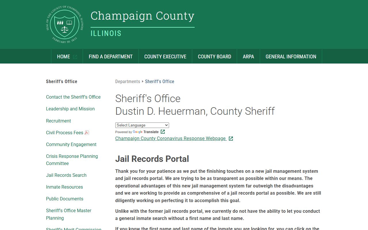 Champaign County jail inmate lookup for recent arrests