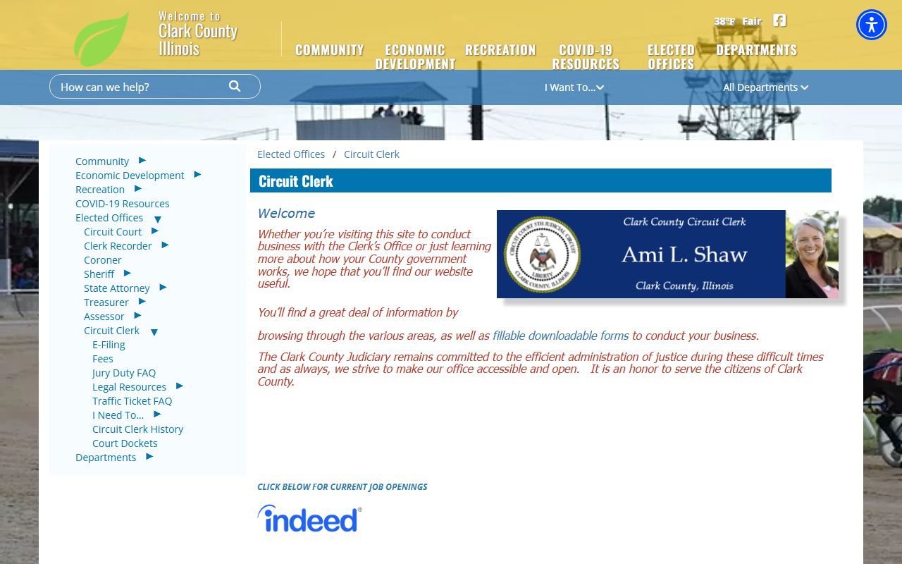 Clark County Circuit Clerk website for recent arrests court records