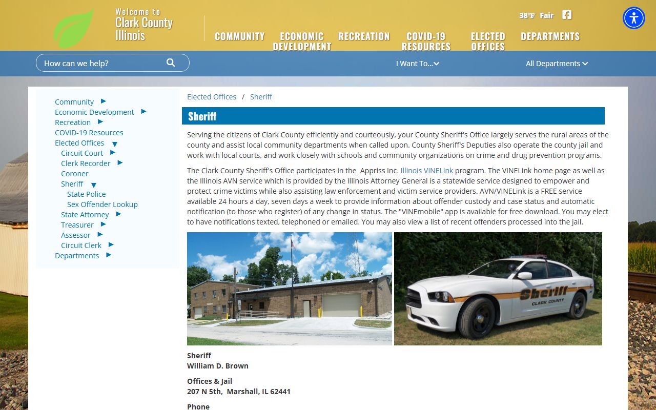 Clark County Sheriff website for recent arrests and jail information