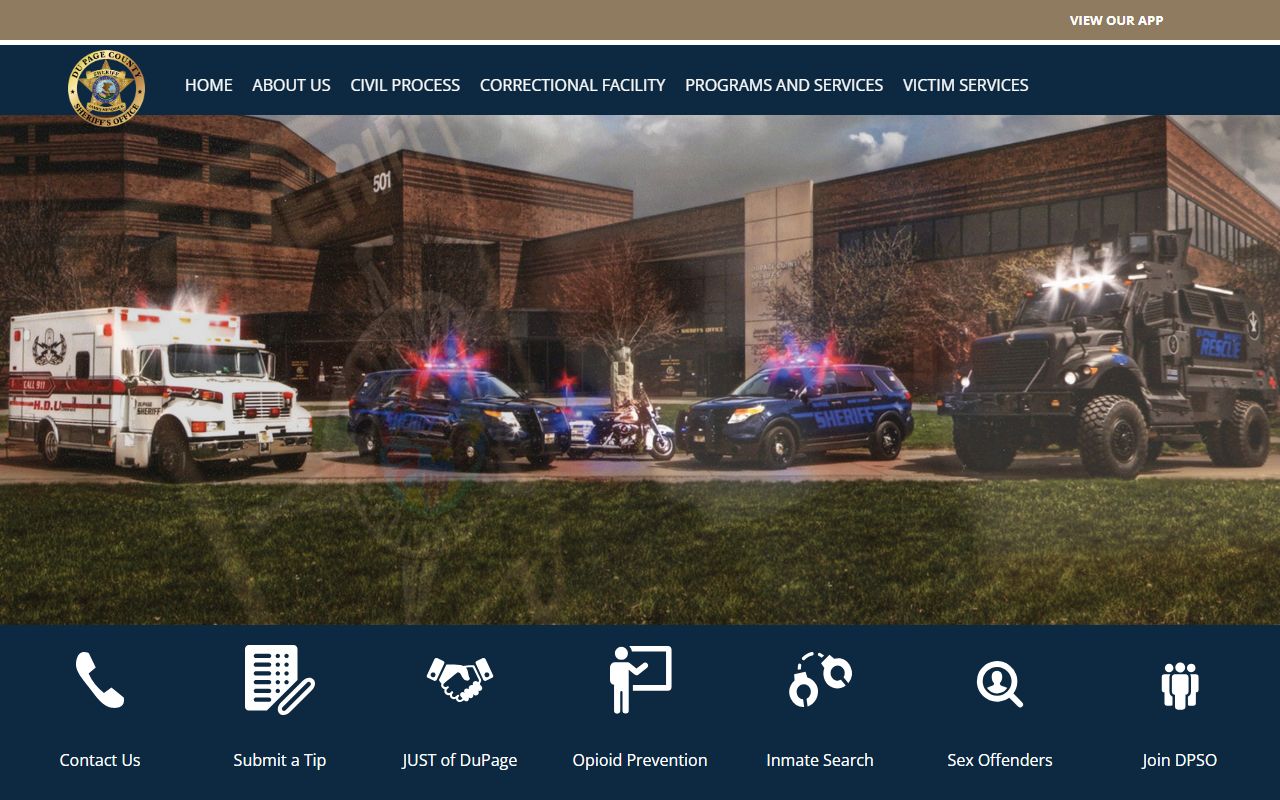 DuPage County Sheriff website for recent arrests and inmate search