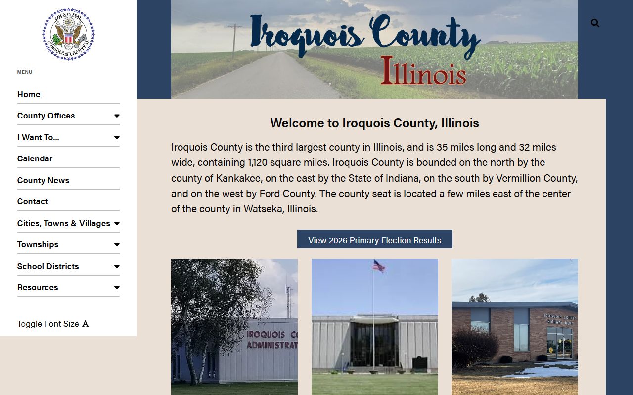 Iroquois County government website for recent arrest information