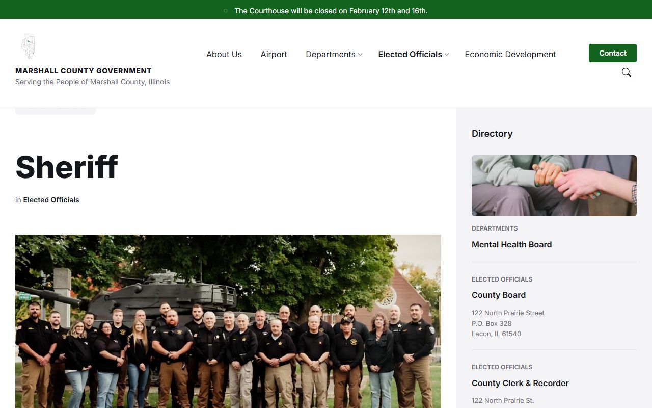 Marshall County Sheriff website for recent arrests information