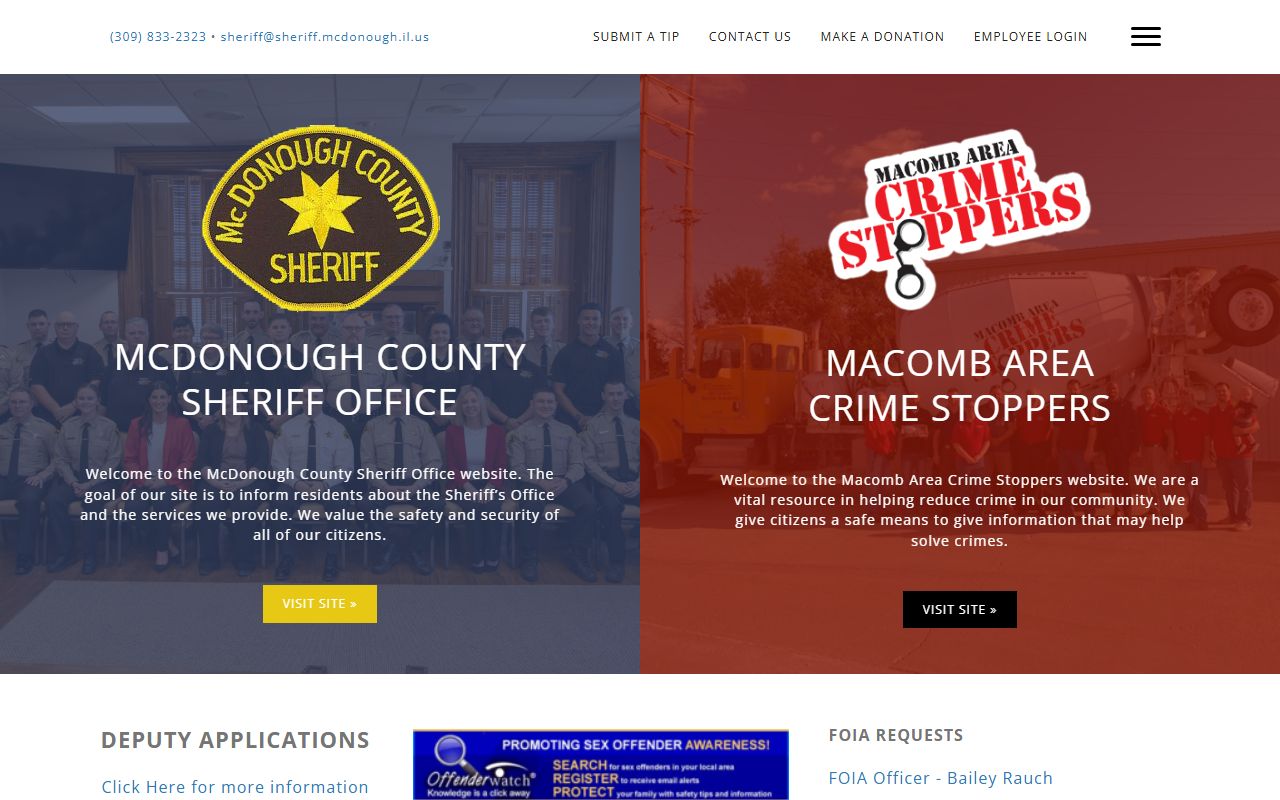 McDonough County Sheriff website for recent arrest records