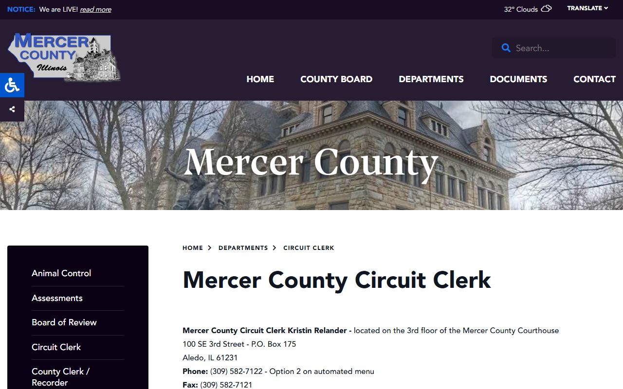 Mercer County Circuit Clerk website for court records