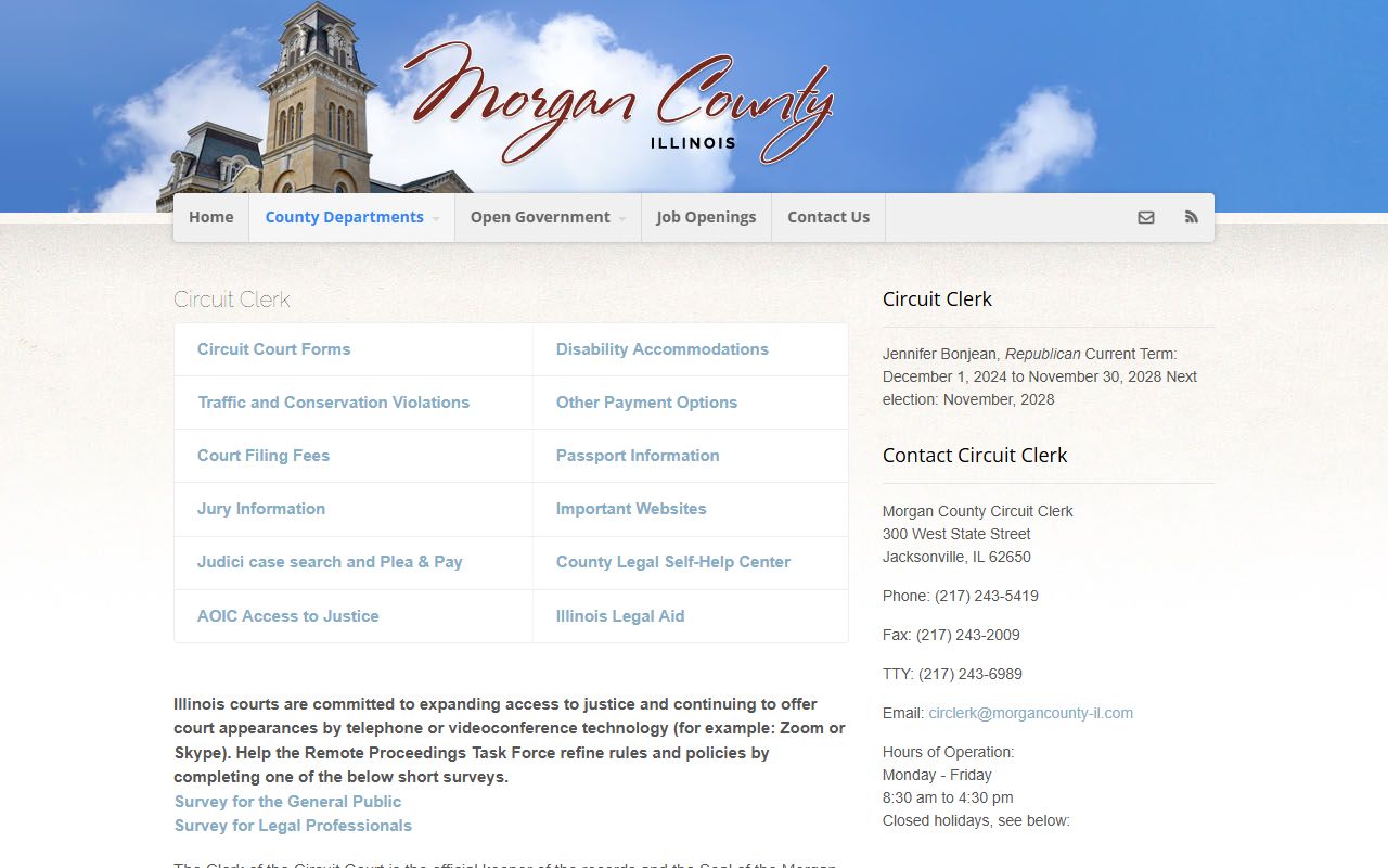 Morgan County Circuit Clerk website for court records