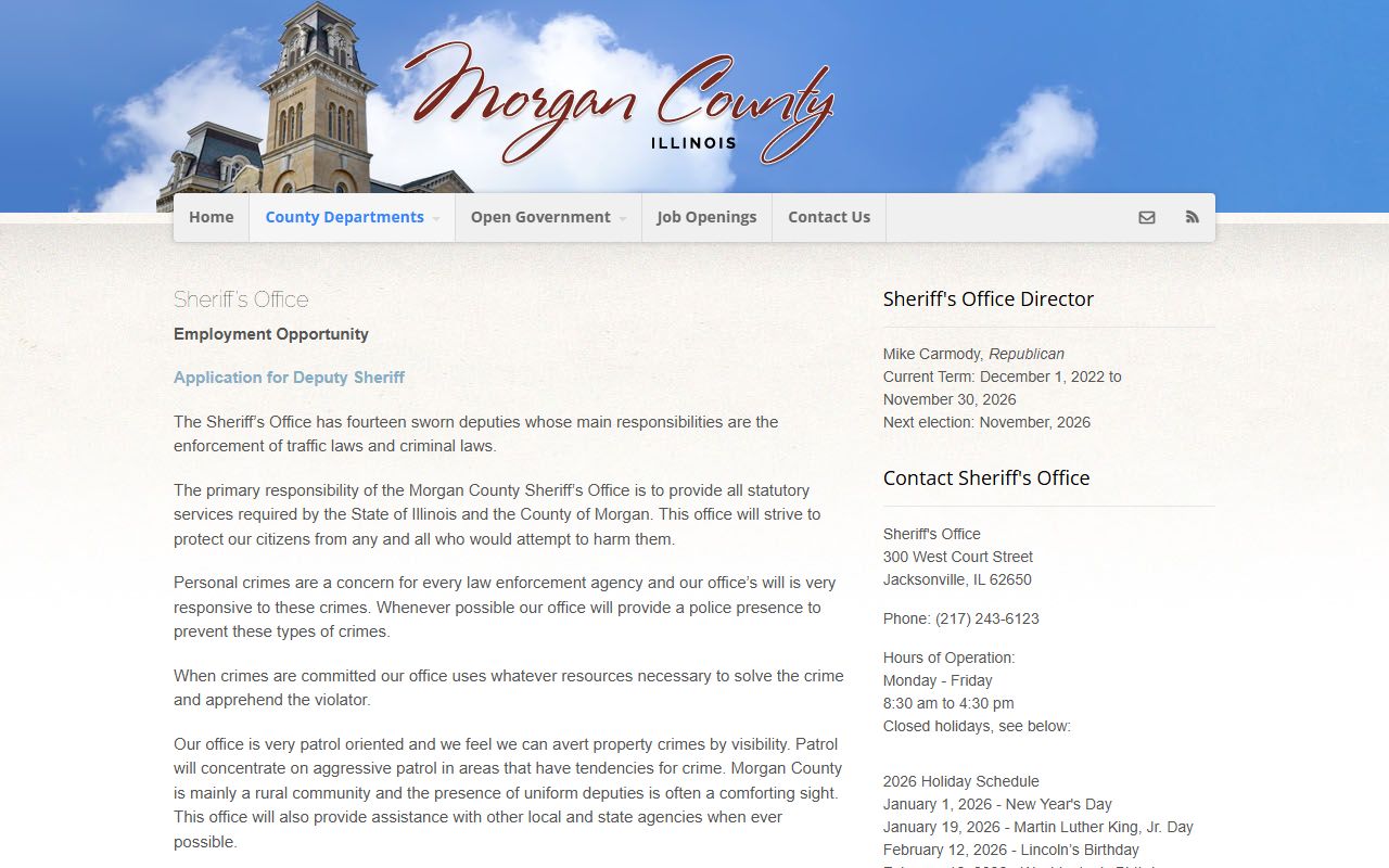 Morgan County Sheriff website for recent arrests information