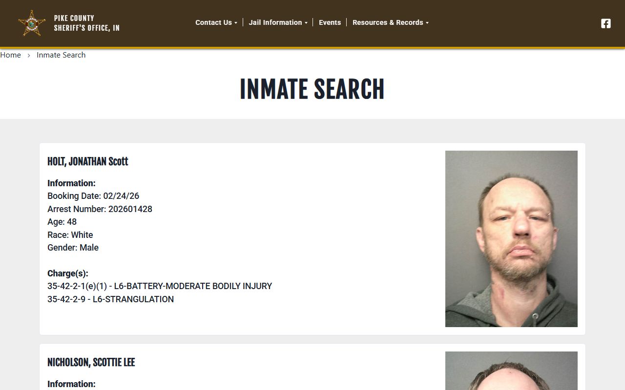 Pike County jail inmate search for recent arrests