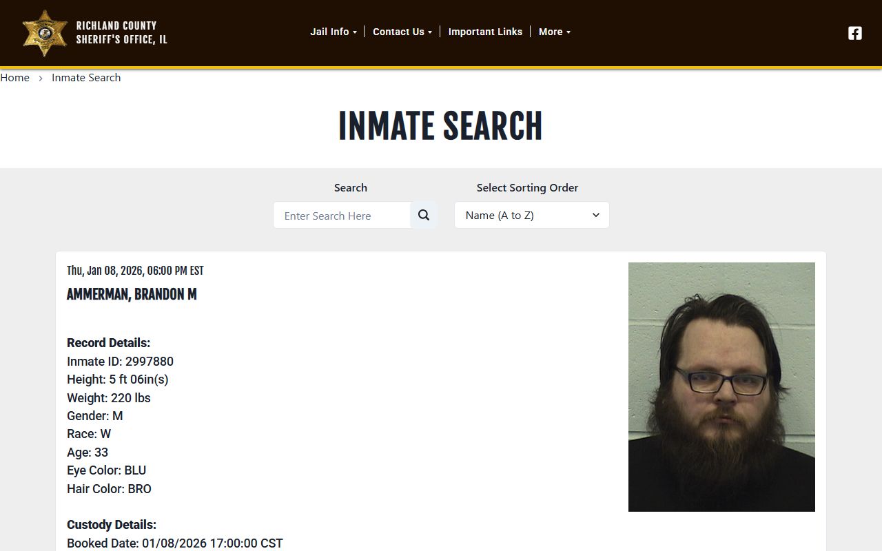 Richland County inmate jail search for recent arrests